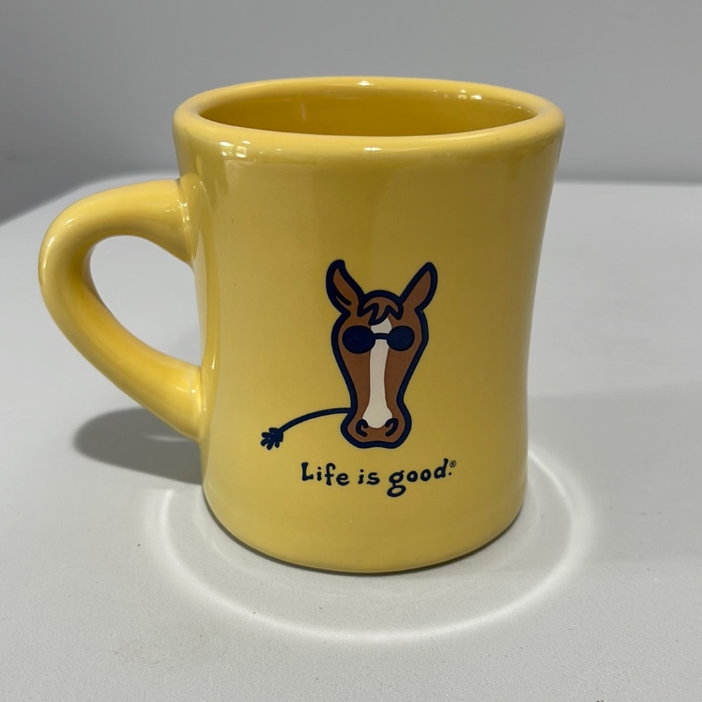 Life Is Good Yellow Coffee Mug Horse In Sunglasses Do What You Like